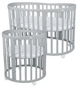 Łóżeczka i kojce - Waldin Owalne łóżeczko 7w1 z Materacem Grey - miniaturka - grafika 1