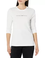 Koszulki i topy damskie - Emporio Armani Damska koszulka z logo Iconic, biały, S - miniaturka - grafika 1