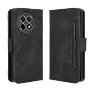 Portfele - Foxdock Kompatybilny z OnePlus 13R 5G Kickstand Ochronny portfel z uchwytem na kartę kredytową, odporny na wstrząsy pokrowiec ze skóry PU Czarny - miniaturka - grafika 1