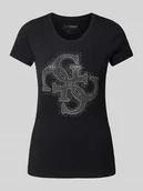 Koszulki i topy damskie - T-shirt z obszyciem kamieniami stras i ozdobnymi kamieniami - miniaturka - grafika 1