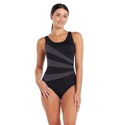 Stroje kąpielowe - Zoggs Damski kostium kąpielowy Sandon Scoopback, piankowe miseczki i strój kąpielowy do kontroli brzucha, Czarny/ekologiczny materiał, 42-inch/Size 18 - miniaturka - grafika 1