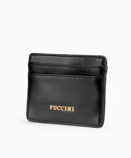 PUCCINI Etui na karty ze skóry ekologicznej crocco - czarne - Portfele - miniaturka - grafika 1