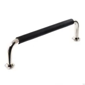 Zawiasy, okucia i inne akcesoria - Uchwyt meblowy podłużny 1353 128 Nikiel Polerowany z Czarną Skórą - miniaturka - grafika 1