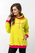 Bluzy damskie - Bluza z kapturem damska KOLOROWO MI limonka - miniaturka - grafika 1