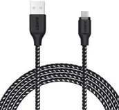 Kable USB - Aukey Kabel nylonowy USB-A do MicroUSB 2.0, QC, 12W, 2m, czarno-biały - miniaturka - grafika 1