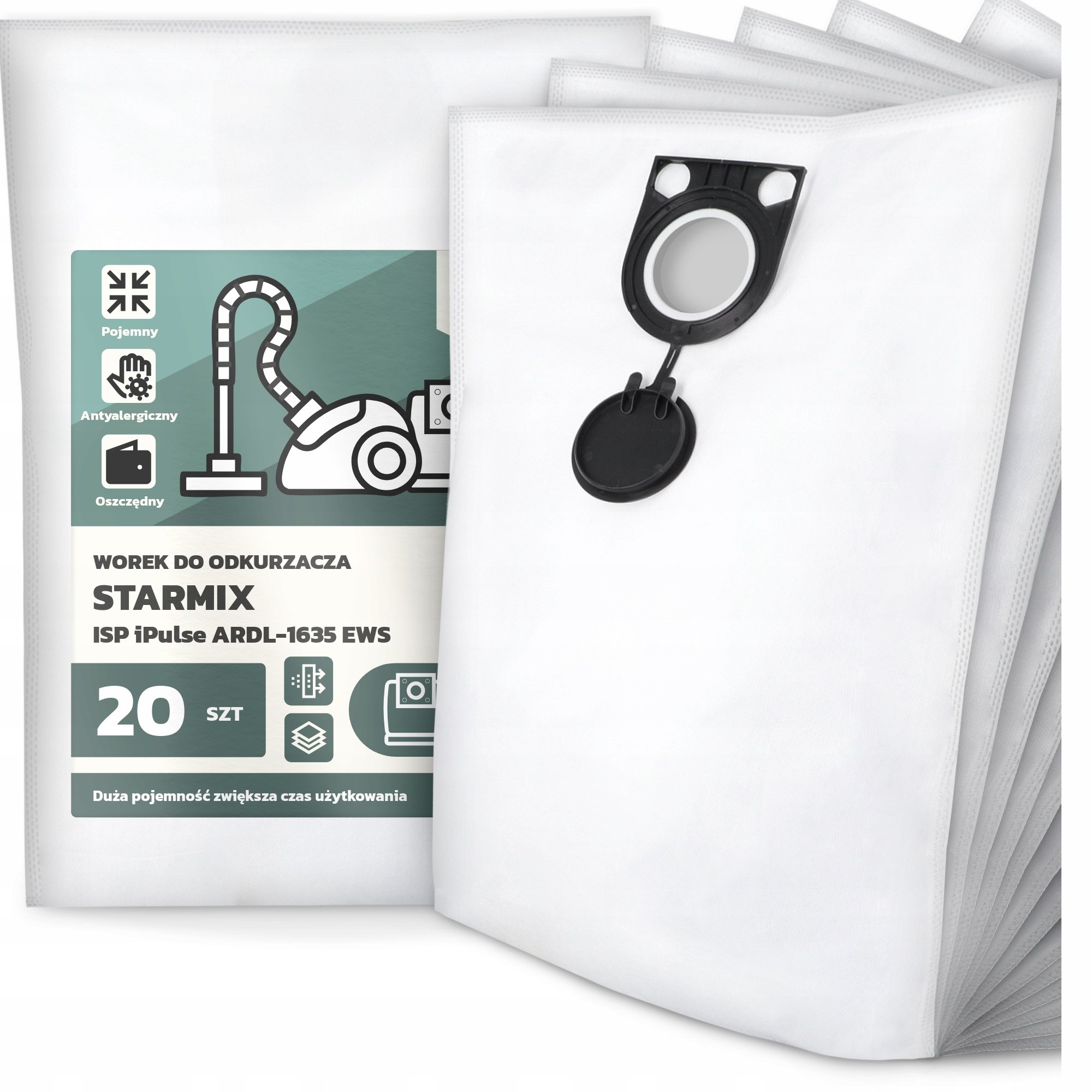 20x Worek do Odkurzacza Starmix Isp iPulse ARDL-1635 Ews Syntetyczny G9