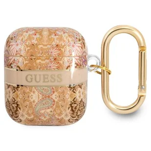 Etui Guess do AirPods cover złoty/gold Paisley Strap Collection - Akcesoria do słuchawek - miniaturka - grafika 1