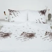 Pościel - Andropol Pościel satynowa 200x220 Sofia 12 Ptaki biała brązowa 18850 - miniaturka - grafika 1