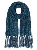 Apaszki i szaliki damskie - Damski szalik z brokatem i długimi frędzlami niebieski Passigatti - miniaturka - grafika 1