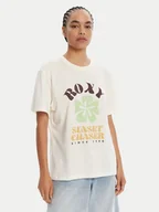 Koszulki i topy damskie - Roxy T-Shirt Hangloose Poster ERJZT06018 Écru Regular Fit - miniaturka - grafika 1