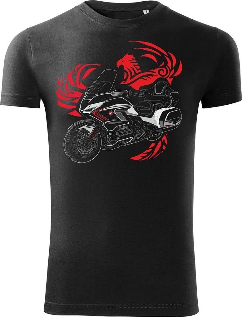 Topslang Koszulka motocyklowa z motocyklem Honda Goldwing męska czarna SLIM XL