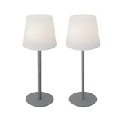 Lampy stojące - QAZQA Zestaw 2 szare lamp stołowych z akumulatorem 40 cm IP54 - Jude - miniaturka - grafika 1