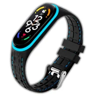 Akcesoria do smartwatchy - Opaska pasek sportowy Vanfone do Xiaomi Mi Band 5/6/7, czarno-niebieski - miniaturka - grafika 1