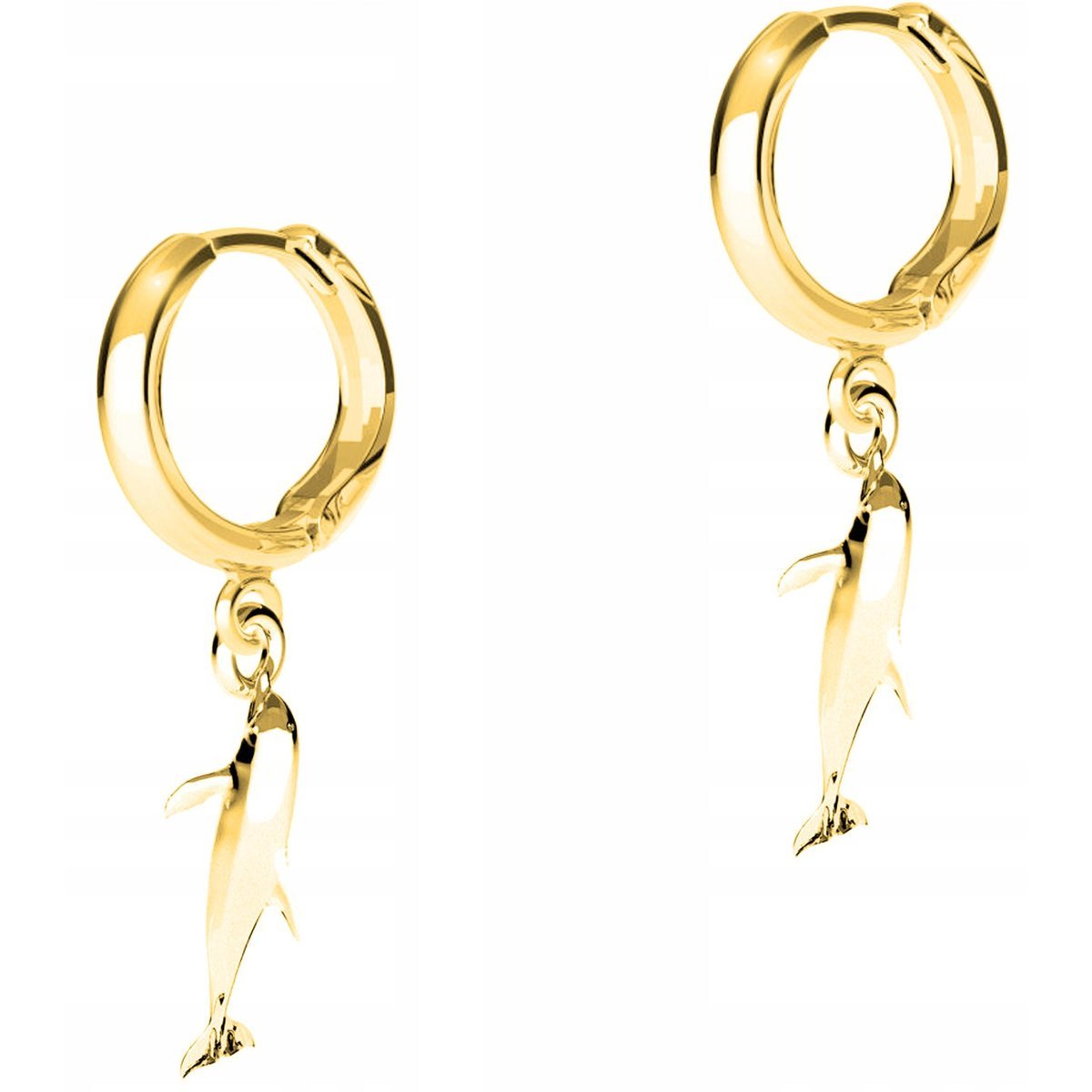 Złote Kolczyki z Delfinem Ryby Rybki Delfiny Zwierzę Ocean SREBRO 925