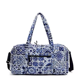 Vera Bradley Damska kultowa duża torba podróżna, charakterystyczna bawełniana torba, jeden rozmiar, Płytka Island Blue - bawełna z recyklingu, Jeden rozmiar, Bawełniana duża torba podróżna - Torby podróżne - miniaturka - grafika 1
