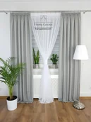 Zasłony - Zasłona gotowa na taśmie- jasnoszary, zasłona dekoracyjna do salonu - miniaturka - grafika 1