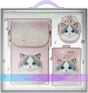 Pozostałe akcesoria do telefonów - Nimmy Zestaw 3w1 torebka na telefon + portfel + etui na lokalizator różowy/pink Big Eyed Pet 2.0 Cat - miniaturka - grafika 1