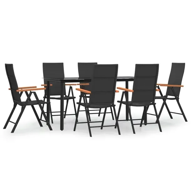 Zestaw mebli ogrodowych czarny rattan PE - 160x80x74 cm