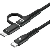 Kable USB - Kabel USB - USB-C - Lightning CELLY 1 m 60W Czarny - miniaturka - grafika 1