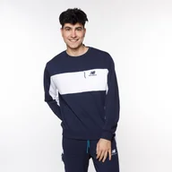 Bluzy męskie - New Balance BLUZA ATHLETICS FLEECE CREW NAVY - miniaturka - grafika 1