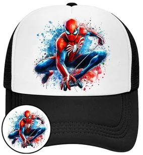 Czapka z Daszkiem SpiderMan Czarna z Nadrukiem Na Lato Siatka Bejsbolówka - Czapki i chusty sportowe męskie - miniaturka - grafika 1