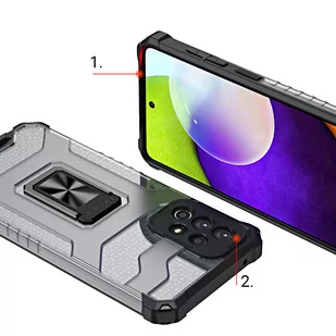 Crystal Ring Case pancerne hybrydowe etui pokrowiec + magnetyczny uchwyt Samsung Galaxy A72 4G czarny - Etui i futerały do telefonów - miniaturka - grafika 3