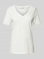 Koszulki i topy damskie - T-shirt z dekoltem w serek - miniaturka - grafika 1