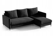 Narożniki - Narożnik do małego salonu z funkcją spania poduszki Belis Czarny - miniaturka - grafika 1