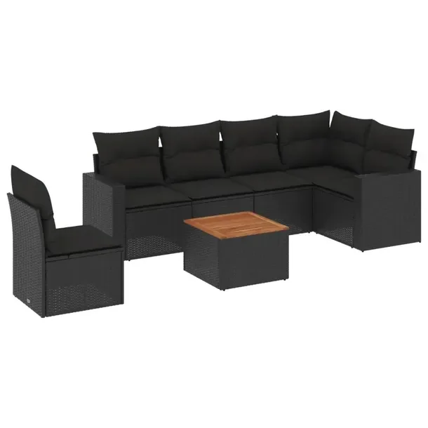 Zestaw mebli ogrodowych z rattanu PE, czarny, wymiary: 65,5x62x69 cm
