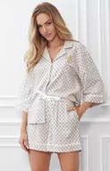 Piżamy damskie - DKNY bawełniana piżama damska z rękawami 3/4 i krótkimi spodniami YI2822591, Kolor beżowy-wzór, Rozmiar XS, DKNY - Intymna - miniaturka - grafika 1