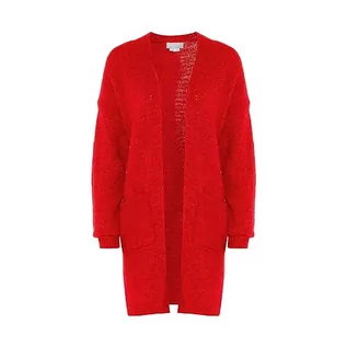Swetry damskie - Jalene Damska modna kurtka w paski, długi kardigan nylon, czerwony, rozmiar XL/XXL, czerwony, XL - grafika 1