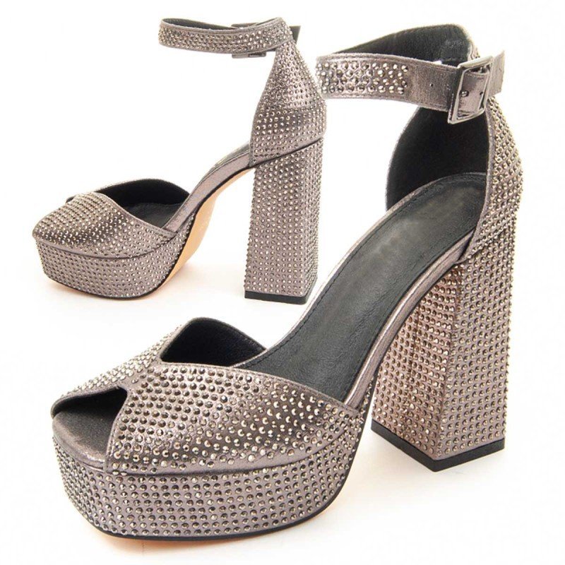 Montevita Buty Na Obcasie Sandant Szary