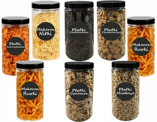 Pojemniki na żywność słoik kuchenny na makaron 1500ml 8 sztuk + etykiety - Pojemniki kuchenne - miniaturka - grafika 1