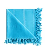 Ręczniki - Ręcznik plażowy 90x170 Relax turkusowy z frędzlami w paski 380g/m2 - miniaturka - grafika 1