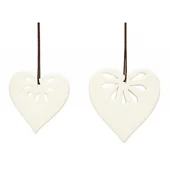 Bombki - Ozdoby świąteczne ceramiczne HUBSCH Serce, białe, 2 szt. - miniaturka - grafika 1