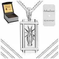 Naszyjniki męskie - Srebrny Naszyjnik Męski Z Medalikiem 925 Diamentowany Łańcuszek Zawieszka - miniaturka - grafika 1