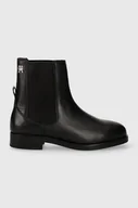 Botki damskie - Tommy Hilfiger sztyblety skórzane ELEVATED ESSENT THERMO BOOTIE damskie kolor czarny na płaskim obcasie FW0FW07483 - miniaturka - grafika 1