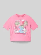 Koszulki dla dziewczynek - T-shirt z nadrukiem z logo - miniaturka - grafika 1