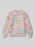 Swetry dla dziewczynek - Sweter z dzianiny o kroju regular fit z melanżowymi paskami model ‘CARMA-LIA’ - miniaturka - grafika 1