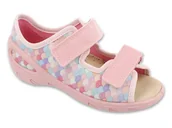 Buty dla dziewczynek - Kapcie dziecięce Befado 063X033 sandałki dziewczęce przedszkolne na rzep-28 - miniaturka - grafika 1