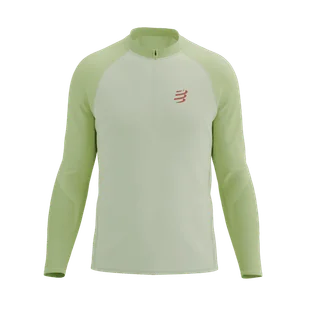 COMPRESSPORT Koszulka biegowa męska TRAIL HZ LS T-SHIRT sugar/shadow lime - Koszulki sportowe męskie - miniaturka - grafika 1
