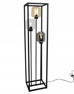 Lampa Stojąca Podłogowa Czarna Loft Szklane Klosze - Lampy stojące - miniaturka - grafika 1
