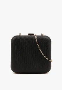 Czarna Kwadratowa Torebka Kopertówka z Łańcuszkiem Zdobiona Cyrkoniami Realina - Torebki damskie - miniaturka - grafika 1