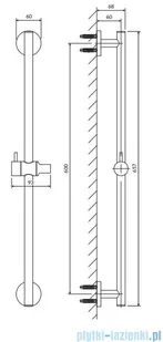Omnires Drążek prysznicowy 66 cm miedź szczotkowana DR12CPB | - Baterie umywalkowe - miniaturka - grafika 2