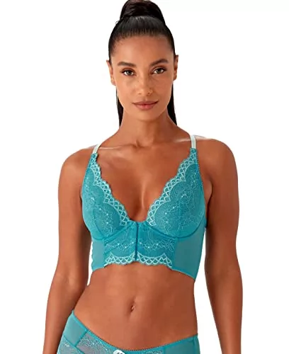 Gossard Damski biustonosz Superboost koronkowy głęboki biustonosz w kształcie litery V, niebieski ocean, 34G, Błękitny ocean, 75J