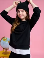 Swetry dla dziewczynek - Sinsay - Bluza z kapturem - czarny - miniaturka - grafika 1