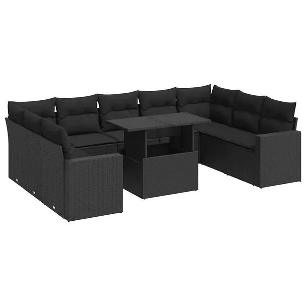 Zestaw wypoczynkowy ogrodowy z rattanem PE, czarny, wymiary: 55x62x69 cm