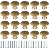 Zawiasy, okucia i inne akcesoria - Zestaw 20 zabytkowych mosiężnych gałek meblowych, gałki meblowe, gałki do szafek. - miniaturka - grafika 1