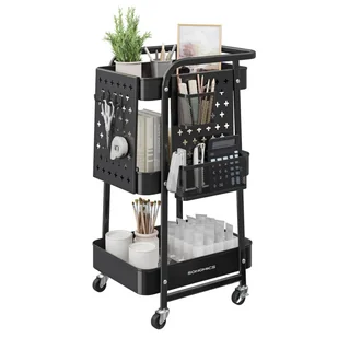 Mobilny metalowy wózek kuchenny czarny - Wózki kuchenne - miniaturka - grafika 1