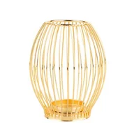 Świeczniki - Świecznik metalowy szprosowy 8,5 x 8,5 x 15,5 cm złoty - miniaturka - grafika 1